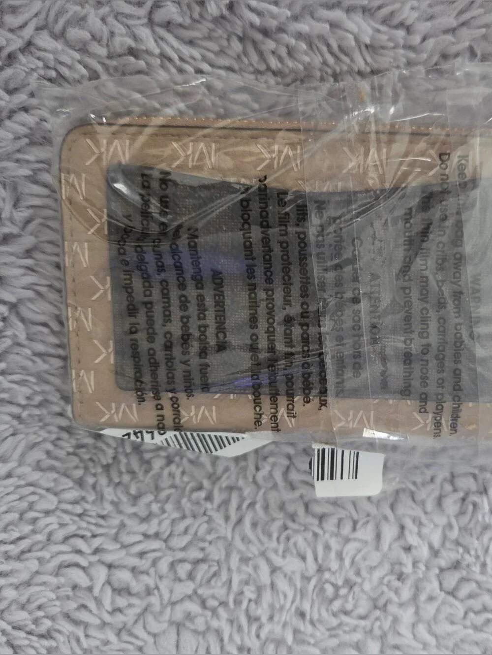 Michael Kors Tan MK Logo Zip Wallet